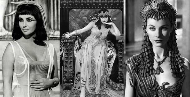 Elizabeth Taylor, Theda Bara and Vivien Leigh in their respective roles as Cleo.