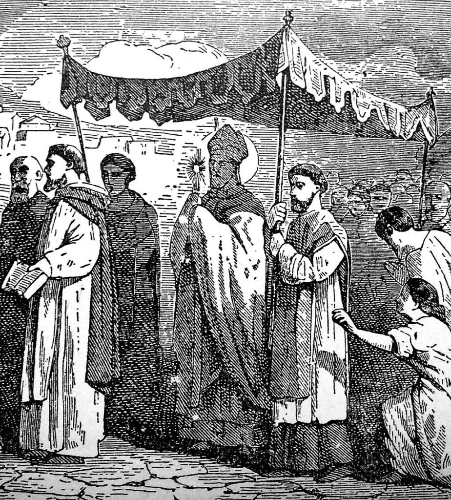 An engraving of Saint Mamertus from an 1878 book, Little Pictorial Lives of the Saints